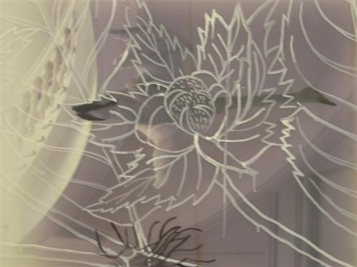 21.jpg - Museum Flight: Swans in the Hallways. 
oil on Mylar